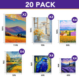 ESRICH Canvas Boards for Painting 20 Multi Pack Paint Canvas Panels 11x14, 9x12, 8x10, 6x6, 5x7, 4x4 Blank Canvases for Painting-Cotton Primed Painting Canvas for Acrylic, Oil, Gouache & Tempera ESRICH