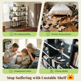 Huuger 5 Tier Bookshelf, L Shaped Corner Bookshelf with 10 Open Shelves, 49.4 Inch Straight Wide Bookcase with Metal Frame and Wooden Board, Adjustable Feet, Rustic Brown Huuger