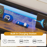 ADORNEVE Daybed with Trundle, Twin Day Bed with Storage Headboard & Charging Station, Height Adjustable Metal Trundle Bed Twin, Sofa Bed Frame for Living Room, Bedroom and Guest Room, Black ADORNEVE