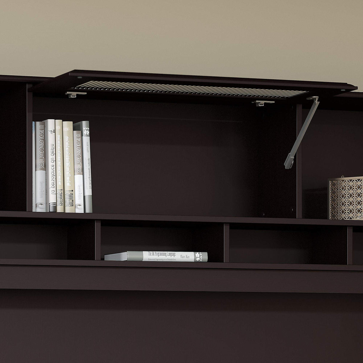 Bush Furniture Cabot 60W Computer Desk with Hutch and Drawers in Espresso Oak Bush Business Furniture