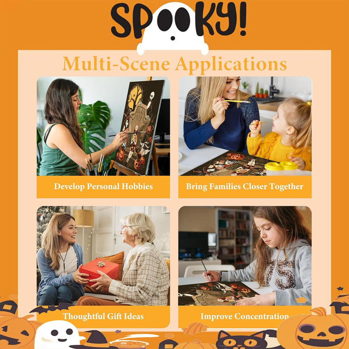 Halloween Paint by Numbers Kit for Adults - Adult Paint by Number Kits Halloween, Horror Painting by Numbers for Adults Beginner, DIY Acrylic Oil Painting Perfect for Gift Home Wall Decor (16x20 inch) Sretoul