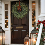 24" Real Touch Artificial Cedar Wreath - Faux Christmas Wreaths for Front Door,Faux Pine Green Wreath for Home, Holiday, Fireplace, Mantle,Wall, Windows, Xmas, Outdoor Decoration FOTEEWL