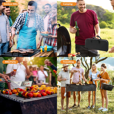 11Pcs Stainless Steel BBQ Grilling Accessories Set, Dad Gifts for Fathers Day Grilling Gifts,Portable Practical Grill Tools Utensils Kit with Storage Bag for Outdoor Grill Camping Backyard MUYFIO