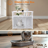ZENY Cat Litter Box Enclosure, Cat Litter Box Furniture Hidden with Open Shelf, Wooden Cat Litter Cabinet with Divider, Indoor Cat Washroom Storage Bench, White ZENY