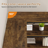 HAUOMS Corner Bookshelf, 7-Tier Industrial Convertible Book Shelf with 6 Fabric Drawers, Corner Bookcase Freestanding Display Shelf for Living Room, Kitchen, Home Office, Rustic Brown HAUOMS