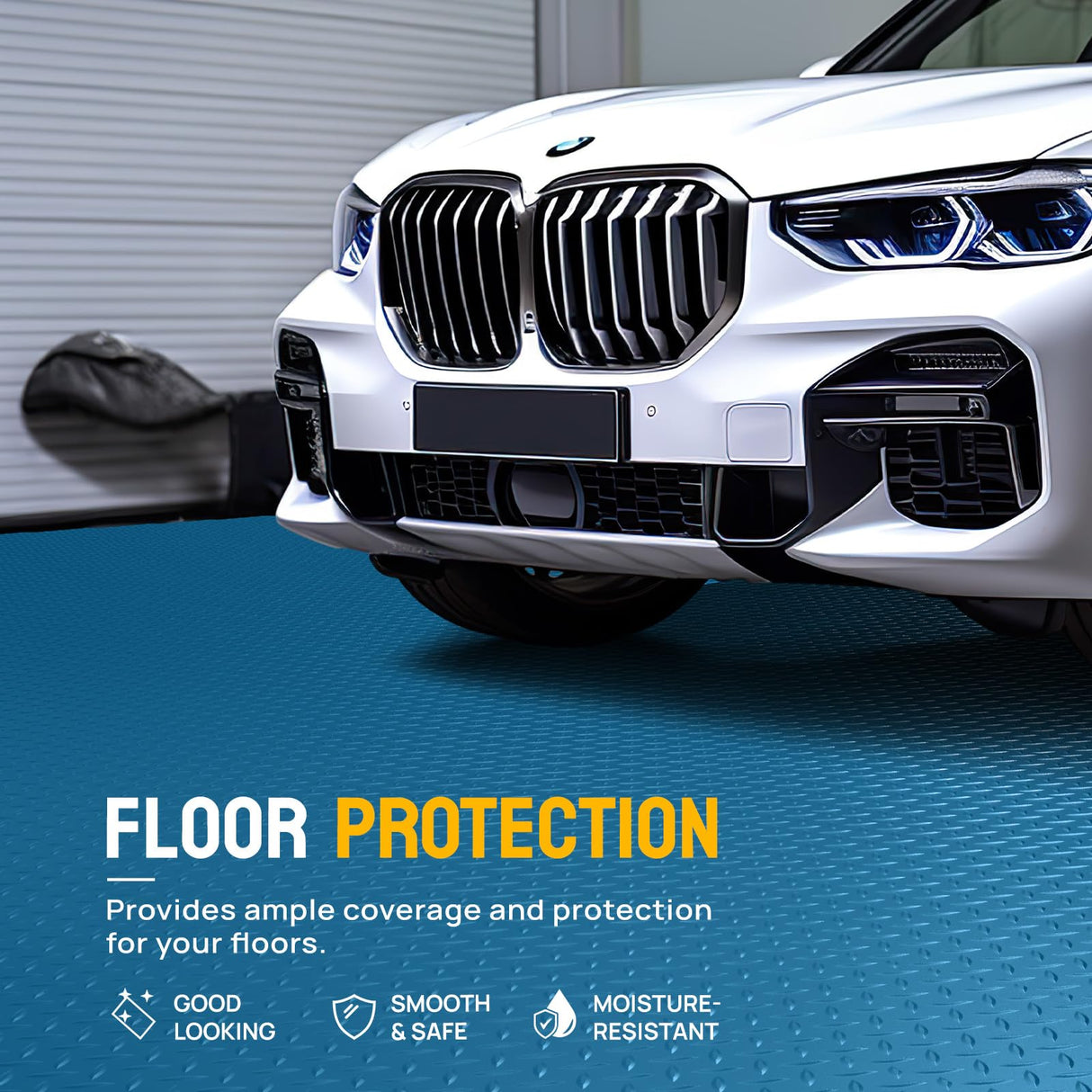 TUFFIOM 7.5 x 20 FT Garage Floor Mat, Thickened Diamond Plate PVC Garage Mats Flooring Roll for Under Car, Garage Parking Mats for Floor Large SUVs, MPV, Pickup Truck TUFFIOM