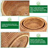 Round Rattan Bread Baskets for Serving Hand Woven Wicker Fruit Basket for Table Set of 3 Fruit Bowl for Kitchen Counter Gdpaddy