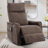 Trustyue Swivel Rocker Recliner Chair, 360° Swivel Recliner with Heat and Massage, Rocker Recliner Easy to Clean Nursery Glider Recliner Chair with Side Pockets for Living Room Brown Trustyue