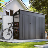 Breezestival 8'x4' Shed Galvanized Steel Storage Sheds with Triple Doors Utility Sheds for Vertical Storage, Dual Lock Lean to Shed with Sloped Roof for Mower, Bike, Garden Tools (Black) Breezestival