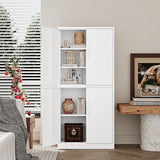 Fesbos White Pantry Cabinet and Organizers - 71”H Kitchen Metal Storage Cabinet with 4 Doors and 3 Adjustable Shelves for Kitchen, Living Room and Dinning Room Fesbos