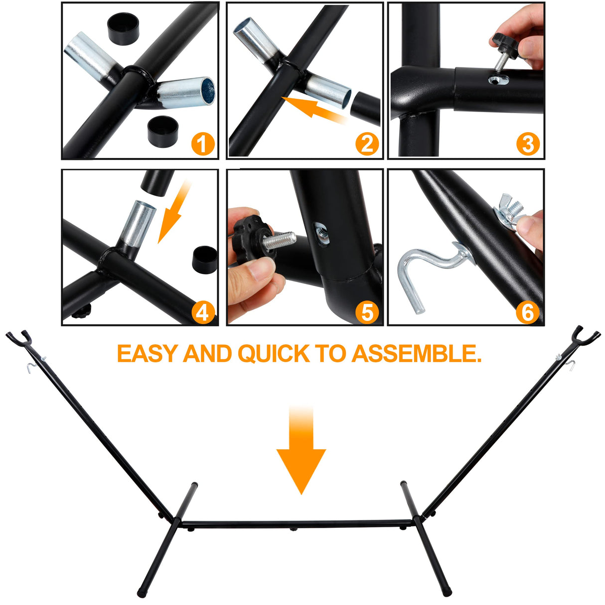 SUPER DEAL Portable 9FT Hammock Stand, Heavy Duty 2 Person 620 LBS Capacity Steel Hammock Frame with Portable Carrying Case, Adjustable 6 Optional Hook Positions, Weather Resistant Black SUPER DEAL