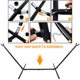 SUPER DEAL Portable 9FT Hammock Stand, Heavy Duty 2 Person 620 LBS Capacity Steel Hammock Frame with Portable Carrying Case, Adjustable 6 Optional Hook Positions, Weather Resistant Black SUPER DEAL