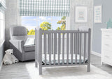 Delta Children Emery Mini Convertible Baby Crib with 2.75-inch Mattress, Grey Delta Children