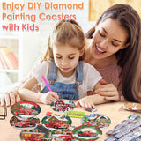 ijbnhd 8 PCS Christmas Diamond Art Coasters Kit, Christmas Truck Diamond Painting Coasters with Holder, Arts and Crafts Supplies Astral 4X4inch (Cork Wooden Pad) ijbnhd