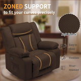 Korser Oversized Power Recliner Chair, Swivel Rocking Chair for Adults, Electric Glider Reclining with Massage and Heating, Waffle Fabric Rocker Recliner with Side Pockets for Living Room, Bedroom Korser