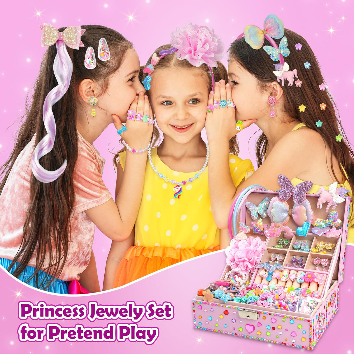 ZMLM DIY Unicorn Jewelry Box with Kids Jewelry Set,Headband Making Kit,Hair Accessories Set, Arts and Crafts for Kids, Gift for Ages 4-10 Year Old Girl, Best Birthday Gifts ZMLM