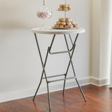 Flash Furniture Elon 2.6' Round Folding Bar Height Table for Parties and Commercial Events, Indoor/Outdoor Plastic Bar Height Folding Table, White Flash Furniture