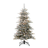 Puleo International Pre-Lit 4.5' Slim Flocked Aspen Fir Artificial Christmas Tree with 200 Lights, Green Puleo International