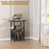 YAKANJ Record Player Stand with Extended Desktop,Large Record Player Table with Vinyl Storage,Turntable Stand with Record Holder Vinyls Display Shelf for Music Room Studio,Retro YAKANJ