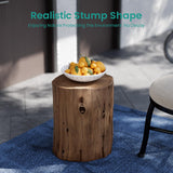 SUNBURY Outdoor Stump Side Table, Faux Wooden Concrete Side Table, Tree Stump Wooden Stool, Patio End Table, Round Outdoor Accent Drum Table, Light Brown Ottoman or Plant Stand SUNBURY