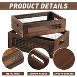 Hyuetrsa Rustic Countertop Nesting Basket with Handle Wooden Countertop Baskets Set for Countertop, Fruit, Veggies, Kitchen,Gift Basket Small Decorative Wood Wire Containers with Handle Set of 2 Hyuetrsa