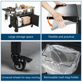 JY QAQA Outdoor Grill Cart with Storage,Patio Kitchen Island Outdoor Grill Table with Wheels,BBQ Cart Movable Pizza Oven Table Stand, Storage Cabinet, Foldable Tabletop, Black JY QAQA PET