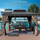 Kozyard Alexander 12‘ X 16’ Hardtop Aluminum Permanent Gazebo with a Mosquito Net and Privacy Sidewalls, Permanent Gazebo Pavilion for Patio, Backyard (Alexander 12'x16' (Brown)) Kozyard