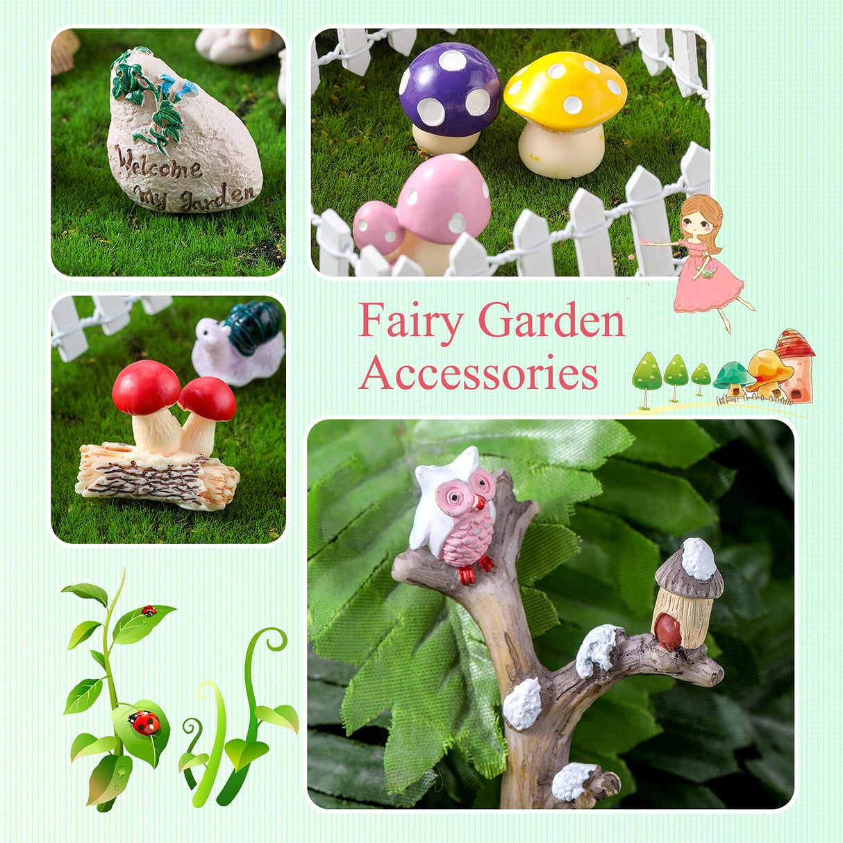 31 Pieces Fairy Garden Accessories Kit Miniatures House Supplies Fly Wing Dollhouse Gifts for Home Garden Lawn Decoration Gejoy