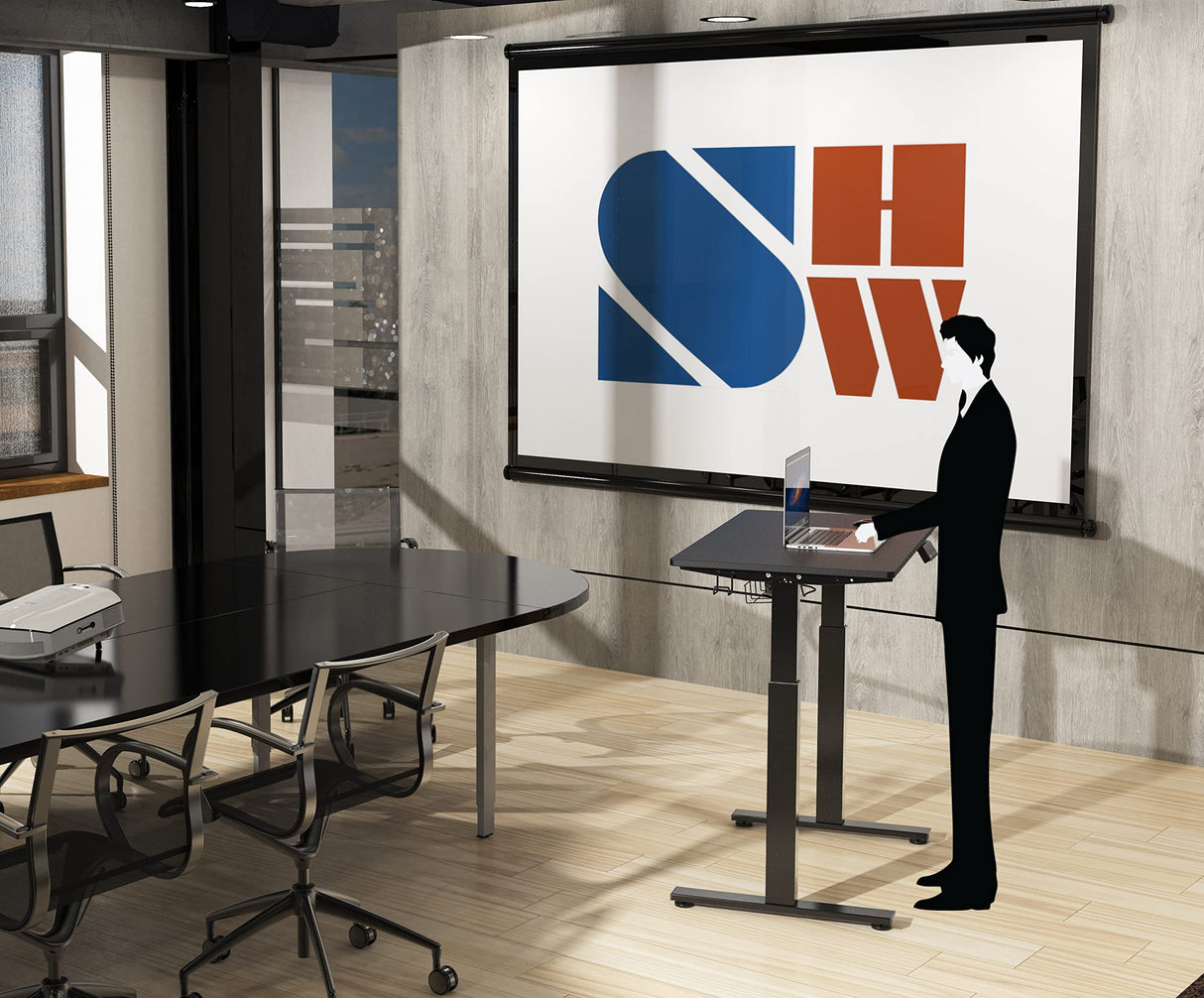 SHW 40-Inch Electric Height Adjustable Standing Desk with Memory Preset and Cable Management Tray, Black SHW