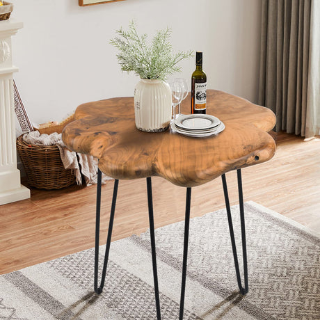 HOEGMST 19.5 Inch Live Edge Side Table, Wood Freeform Small End Table with Waterproof, Rustic Accent Table Unique for Living Room, Bedroom, Home HOEGMST
