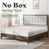 AMERLIFE King Size Solid Wood Bed Frame with Tall Tufted Headboard, Mid-Century Style, No Box Spring Required, Easy Assembly, Ash Gray AMERLIFE