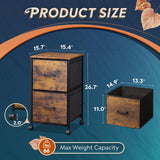 DEVAISE 2 Drawer Mobile File Cabinet, Rolling Printer Stand, Fabric Vertical Filing Cabinet fits A4 or Letter Size for Home Office, Rustic Brown Wood Grain Print DEVAISE