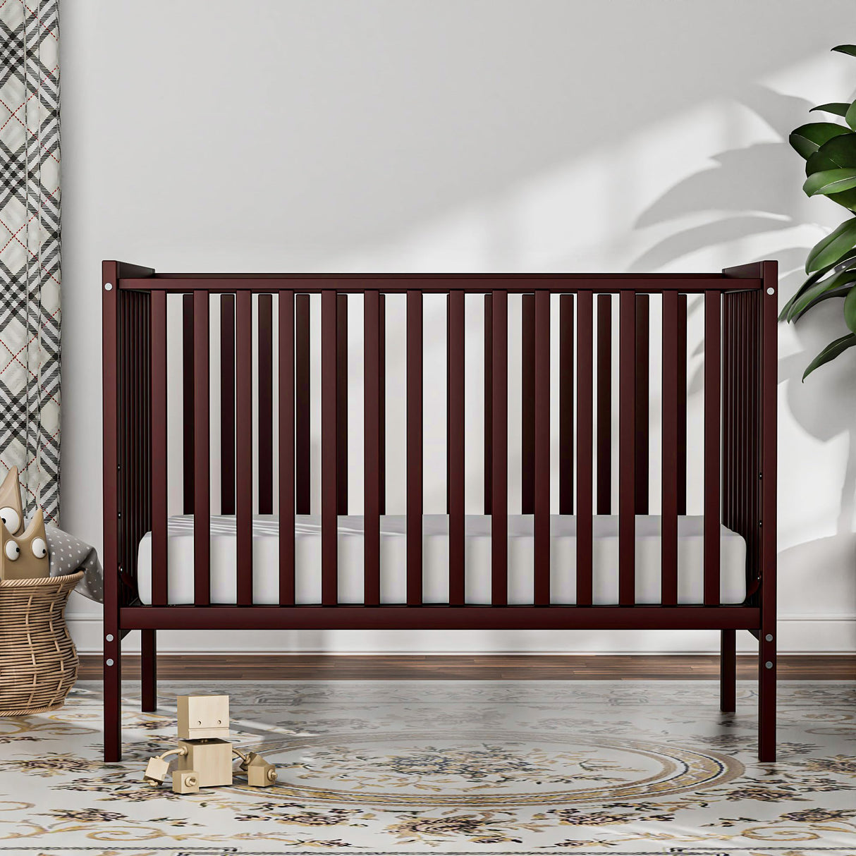Saylike Baby Crib 5-in-1 Convertible, Wood Full Size Toddler Bed for Small Baby, Made of Sustainable Natural Pinewood Cribs, Non-Toxic Finish, Simplistic Nursery Furniture (Espresso) Saylike