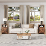 JUMMICO Farmhouse Nightstand, Modern Bedside Table with Barn Door and Shelf, Rustic End Table Side Table for Bedroom, Living Room (1, Rustic Oak) JUMMICO