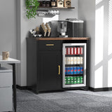 GDLF Coffee Bar with Mini Fridge Space, Mini Fridge Cabinet Stand，Liquor Wine Cabinet for Dorm, Kitchen or Office, 39.4" W X 20.9" D Tabletop GDLF