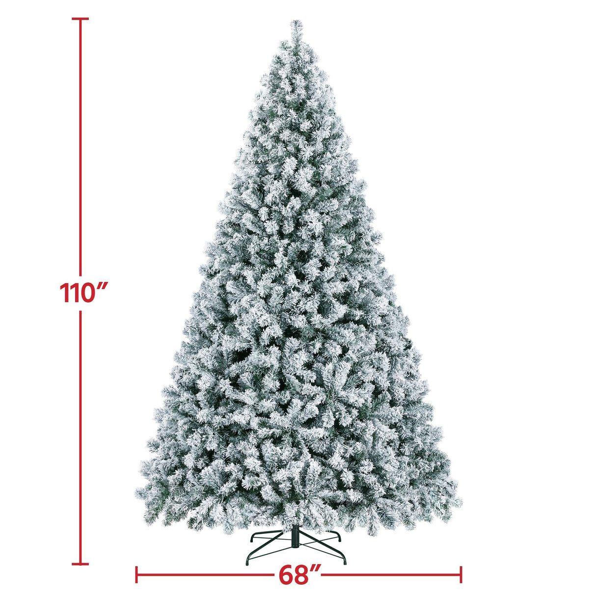 Yaheetech 9ft Pre-lit Artificial Christmas Tree with Incandescent Warm White Lights, Snow Flocked Full Prelighted Xmas Tree W/2084 Branch Tips, 900 Incandescent Lights & Foldable Stand, Green & White Yaheetech