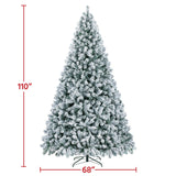Yaheetech 9ft Pre-lit Artificial Christmas Tree with Incandescent Warm White Lights, Snow Flocked Full Prelighted Xmas Tree W/2084 Branch Tips, 900 Incandescent Lights & Foldable Stand, Green & White Yaheetech