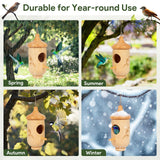 Hummingbird House, Wooden Hummingbird Houses for Outside Hanging, Nest Swinging, Wooden Bird Houses with Cotton, Bow, String, Gardening Gifts Decoration (1 Pack) Rakovar