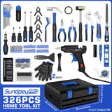 SundpeyPRO 326-PCS Home Tool Kit - Portable Basic Home Repair Tool Set - General Complete Household Outils Box with Hot Glue Gun & Drawer Storage Case for Men Women Homeowner Diyer Handyman SundpeyPRO