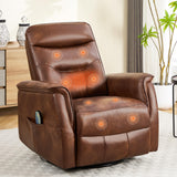 choairy Massage Rocker Recliner Chair, Oversized Manual Glider Rocking Recliners, Reclining Chair with Massage and Heat, Faux Leather Nursery Recliner for Living Room, Dark Brown choairy