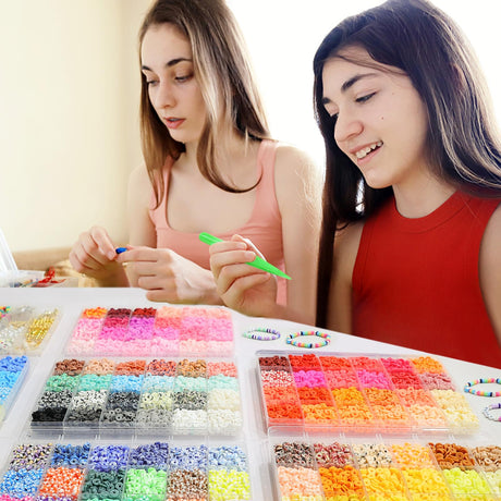 Redtwo 30000 Pcs Clay Beads Bracelet Making Kit, 9 Boxes 192 Colors Friendship Bracelet Kit Flat Polymer Heishi Beads for Jewelry Making, Crafts Gift for Girls Ages 6-12 Redtwo