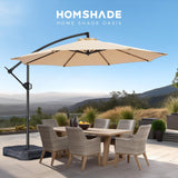 HOMSHADE 10ft Offset Patio Umbrella with Base Included, Cantilever Offset Hanging Patio Outdoor Market Umbrella UPF50+ UV Protection with Easy Tilt and Crank for Pool Deck and Garden (Beige) HOMSHADE