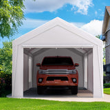 Quictent 10x20 ft Heavy Duty Carport Canopy Galvanized Car Tent Outdoor Garage Boat Shelter with Reinforced Structure with Roll-up Ventilated Windows Sidewall - White Quictent