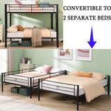 ZMIZAKOY Heavy Duty Full Over Full Bunk Bed for Kids Adults Teens, Metal Bunk Bed Full Over Full with Sturdy Guard Rail & 2 Side Ladders, Convertible Bunkbed,No Box Spring Needed (Black) ZMIZAKOY