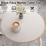 Garden 4 you Nesting Coffee Table, 23.6" Round Coffee Table Set of 2, Wooden Nesting Table Set with Metal Frame, Side Tables for Living Room Bedroom Balcony, White Garden 4 you