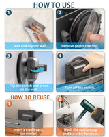 Onemake Shower Caddy Suction Cup, No Drilling Bathroom Shower Shelf, Corner Shower Caddy with 6 Portable Hooks, Removable Bath Organizer with Towel Bar for Bathroom Storage(Gray) Onemake