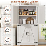 Pantry Cabinet,68'' Kitchen Pantry Storage Cabinet with 4 Doors and Adjustable Shelves, Farmhouse Tall Food Large Wood Pantry Storage Furniture for Kitchen Dining Room,White Jocoevol