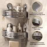 VOLPONE Corner Shower Caddy Suction Cup Shower Shelf Corner No Drilling Bathroom Shower Organizer Storage Rack Adhesive with Towel Bar Hooks (2-Pack, Matte Gray) VOLPONE