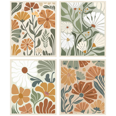 Yeaqee 4 Pcs Diamond Art Kits DIY Painting for Adult Aesthetic Wall Diamond Crafts Aesthetic Room Decor Cute Painting Pictures 5d Craft Wall Decor for Home 10 x 11.8''(Abstract Flowers)