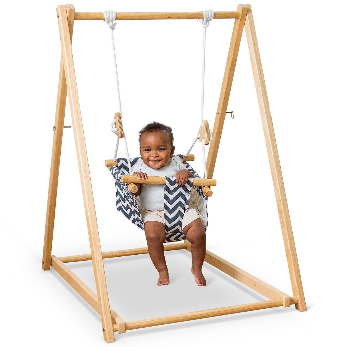 Avenlur Spruce Baby and Toddler Foldable Swing Set with Stand - Premium Montessori, Waldorf Style Self-Standing Indoor Swingset for Children 6m to 3 Yrs - Perfect for Home, Child Day Care, & Preschool Avenlur